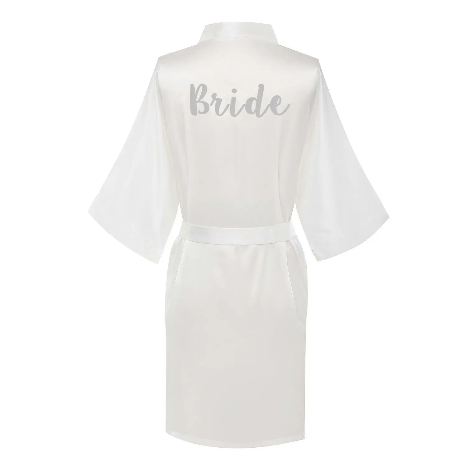 YUXINBRIDAL цвет шампанского новая невеста невесты халат мать сестра невесты свадебный подарок халат кимоно атласные халаты - Цвет: WHITE BRIDE