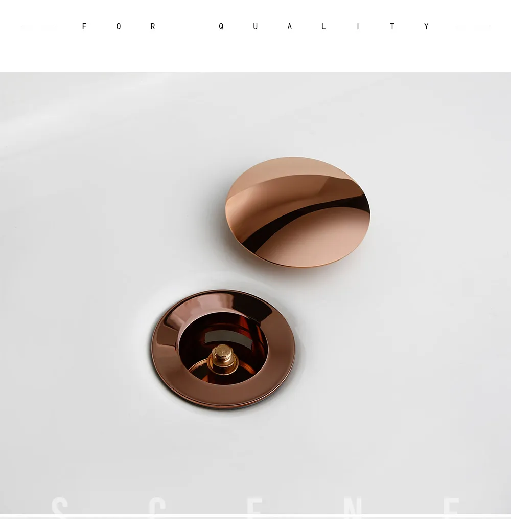 Smesiteli Bathroom Bath Pop Up Drain Stopper Rose Gold Polished Anti-Corrosion Durable With OverFlow Hole Basin Sewer Plug