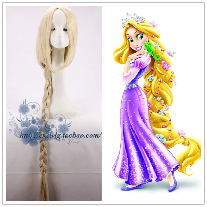 120cm/46.8" Long Braid Style Tangled Princess Rapunzel Cosplay Wig Halloween Role Play Long Braided Costume Wig+Cap