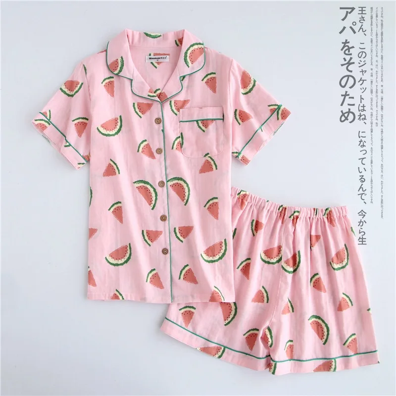 Short Pyjamas Women Cotton Short Sleeves Ladies Pajama Sets Shorts Japanese Simple Cute Cartoon Sleepwear Women Homewear