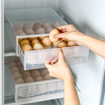 

30 Grids Stackable Plastic Refrigerator Storage Drawer Case Egg Organizer Box Dispensers Basket Food Storage Kitchen Accessories