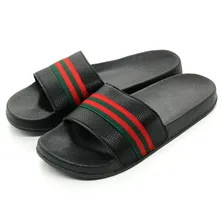 Coslony gg/Брендовые мужские шлепанцы; летние пляжные сандалии на плоской подошве; полосатые шлепанцы с лентами; нескользящая повседневная обувь для улицы; домашние вьетнамки