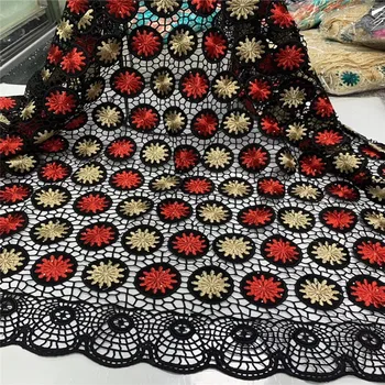 

Black African Lace Fabric 2020 High Quality Nigerian Guipure Cord Water Soluble Lace Fabrics Sewing For Wedding