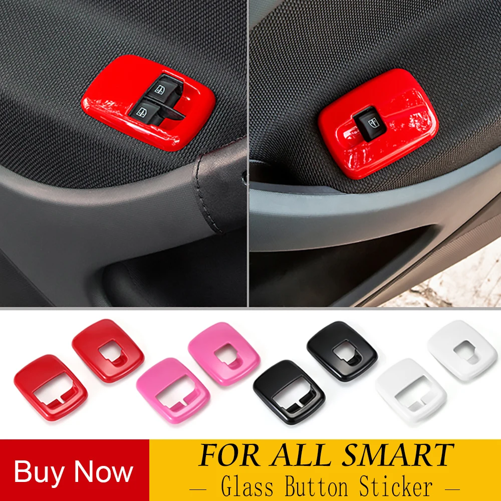 

1pair car armrest door and window glass switch panel decoration frame for 2015 new smart fortwo 453 car accessories modification