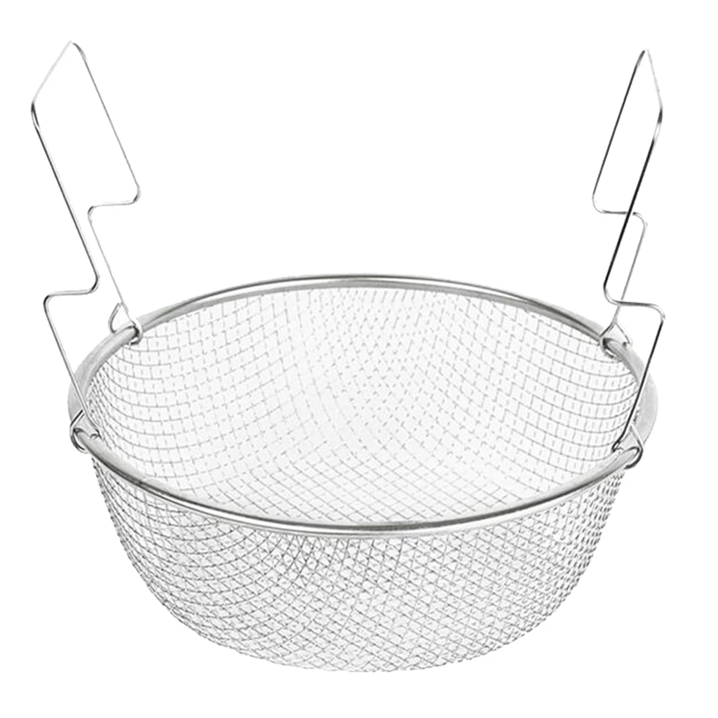 Chip Pan Basket Fryer Fries Strainer Stainless Steel Wire Bucket Kitchen Tool