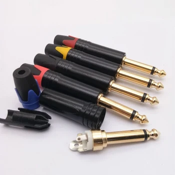 

EClyxun 10pcs Gold-plated 2 Pole Mono Audio Plugs 1/4" 6.35mm Male Plug Audio Adaptor Microphone Connector for OD4mm Cable