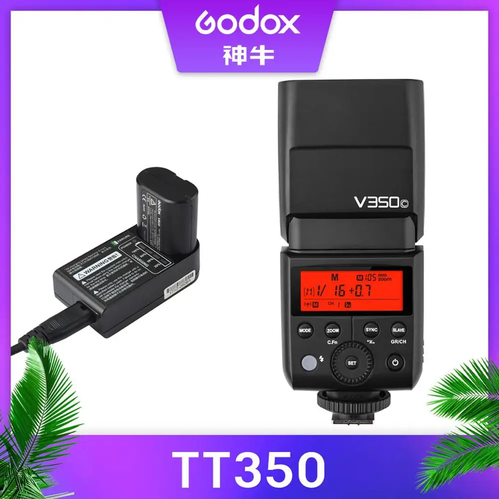 Вспышка Godox TT350 1/8000s GN36 2 4G Беспроводная TTL HSS мини Speedlite XPro X1T для камеры Canon Nikon Sony Fuji