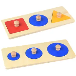 Детские материалы по системе Монтессори деревянная игрушка-калькулятор игрушка Геометрическая Вставка 3 комплекта красный синий желтый