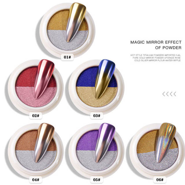 Double Color Chrome Mirror Nail Powder Limegirlstore
