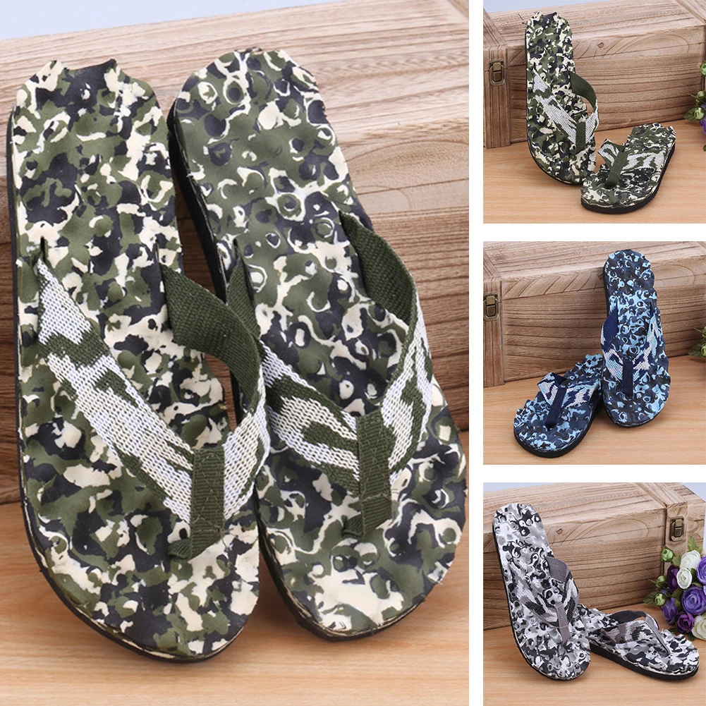 Men Summer Beach Wear Flip Plops Outdoor Wearing Slippers Camouflage Beach Flip Flops Shoes Sandals