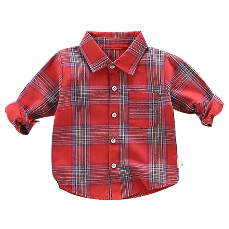 На осень для маленьких мальчиков рубашка в клетку с длинным рукавом и принтом рубашки для мальчиков футболки для детей рубашки, Повседневная Блузка, рубашки для мальчиков, Shein, блузки, одежда для мальчиков