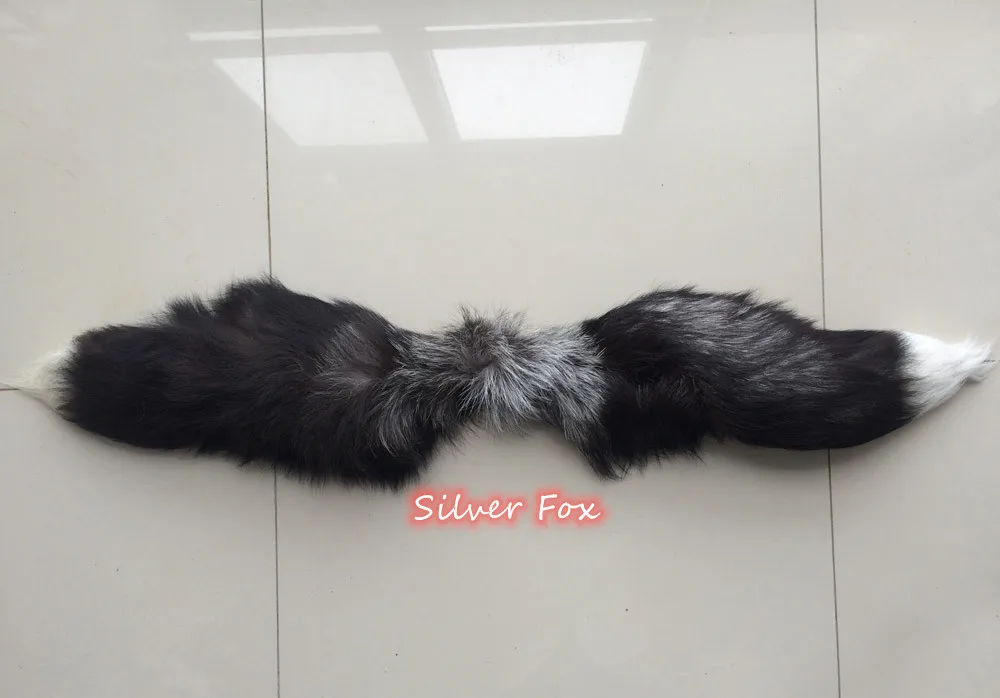 Silver Fox Настоящий шарф из натурального Лисьего меха, шаль, шарфы - Цвет: Silver Fox