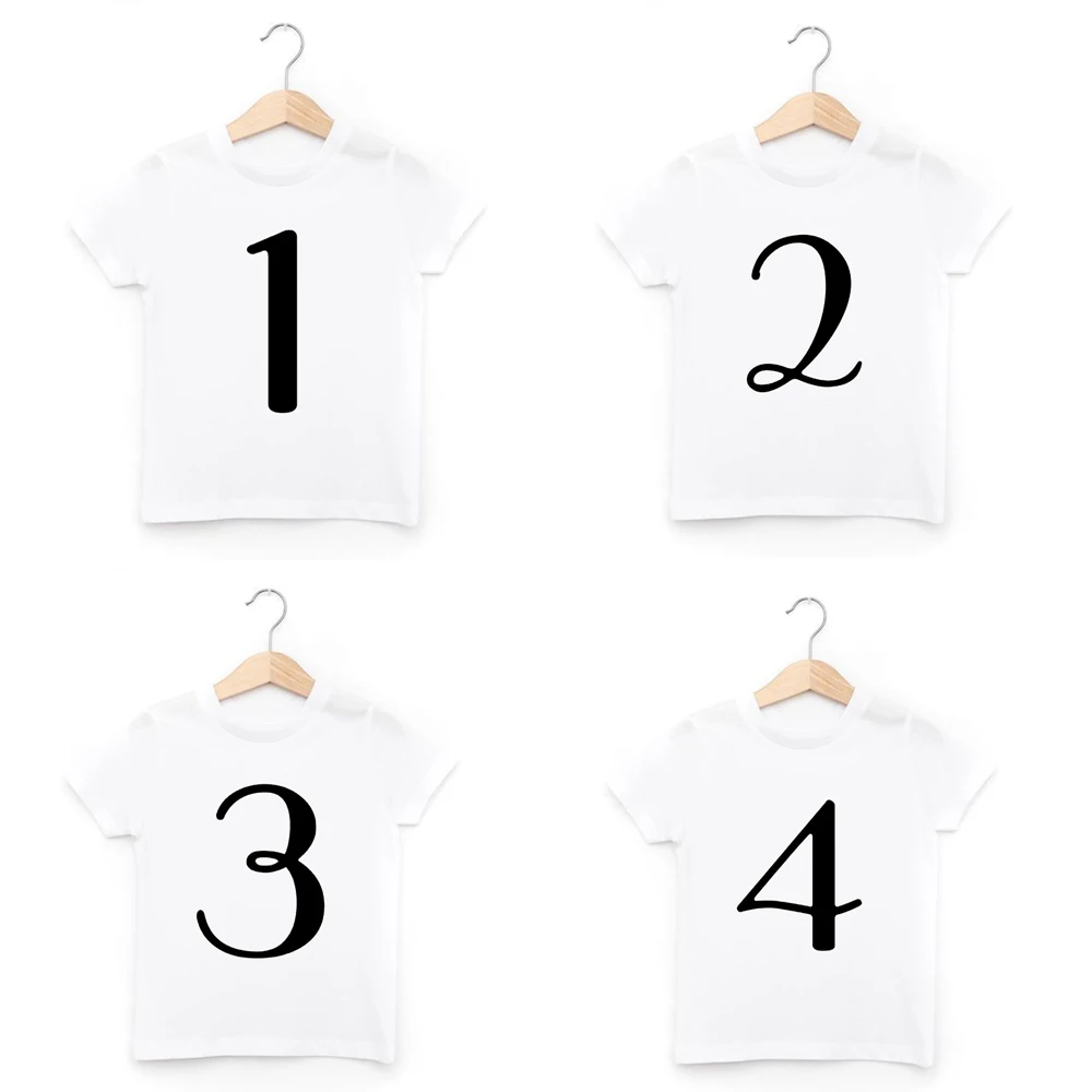 Tanie Numer jeden numer koszulki dzieci urodziny bluzka wyjściowa numer dziecięcy T-Shirt letnie kombinezony z sklep