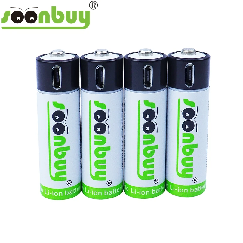 Soonbuy 1 5 в USB AA батарея 1500 МВт/ч 100% мАч литий ионная Емкость полимерная стандартная