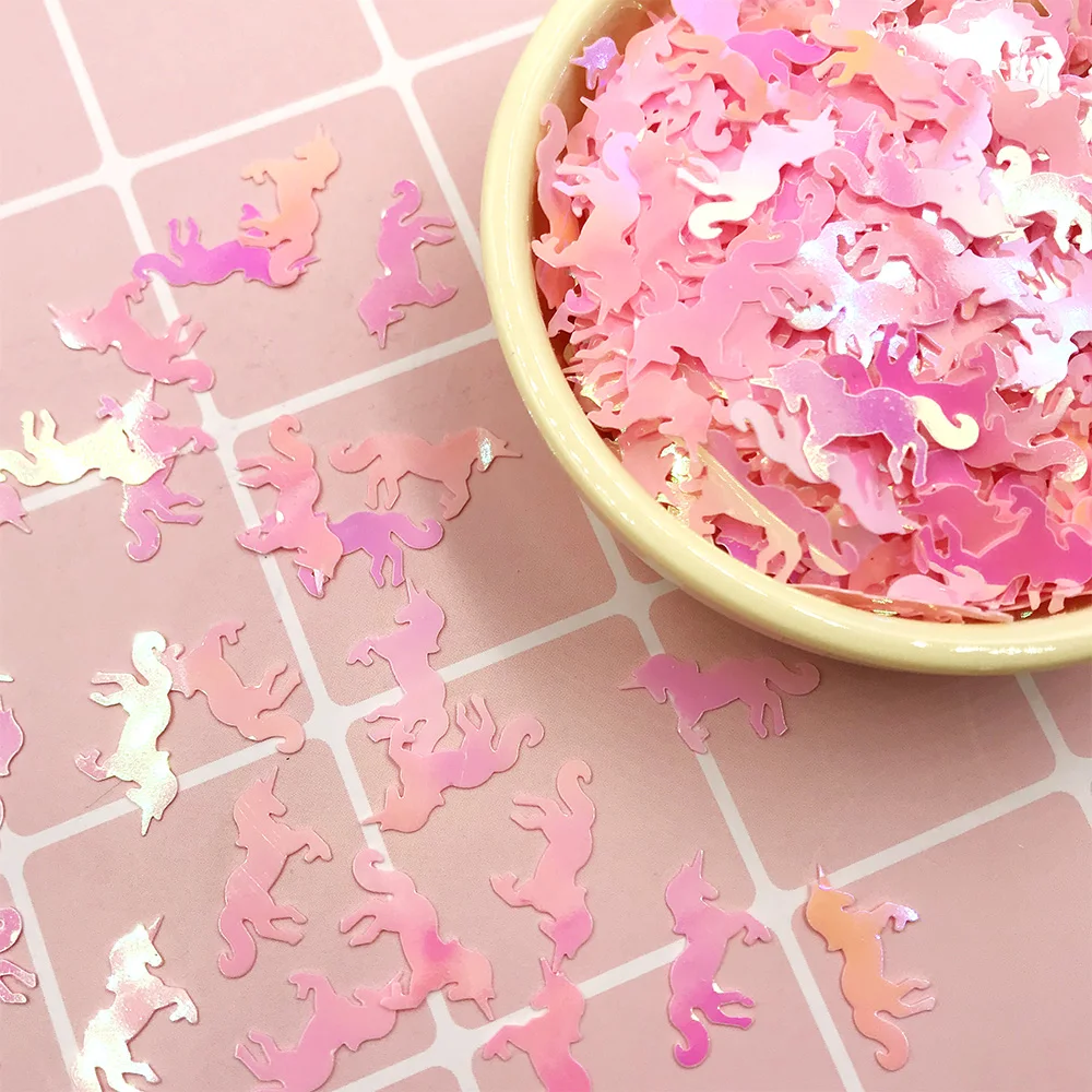 pink 20 г/лот рассыпчатые Блестки для рукоделия в форме единорога Блестящие Блестки Сделай Сам скрапбукинг Швейные Блестки Ткань аксессуары 15*20 мм - Цвет: pink
