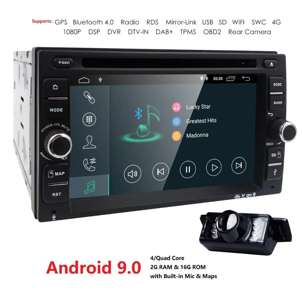 Best Hizpo 6.2 inch QUAD CORE 2DIN Car Navgation Radio For Universal Radio Nissan Mirror Link Steering Wheel Control GPS 1080P RDS EQ 3