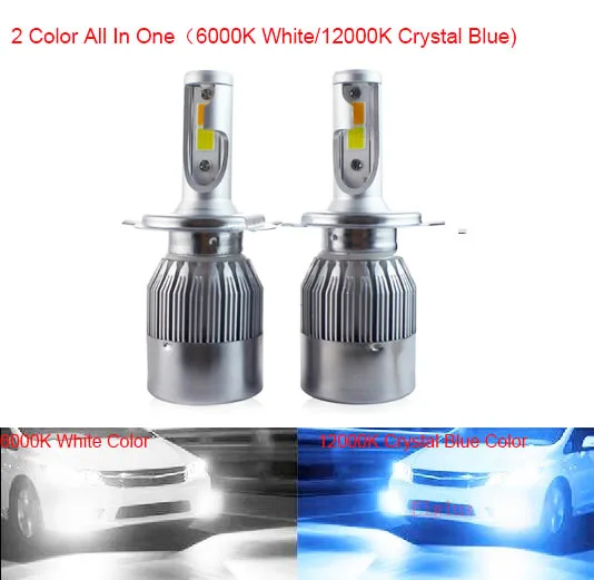6000K 12000K 2Color 2 шт. 4300 К 6000 H7 светодиодный фар автомобиля H4 лампы H1 H11 H3 H8 H9 9005 HB3 9006 HB4 H27 9007 80 Вт 12000LM Turbo лампы для передних автомобильных противотуманных фар - Испускаемый цвет: 6000K 12000K 2Color