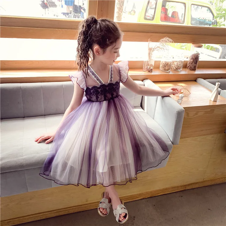 Kids Clothes Girls Dress Summer Toddler Girl Clothing Princess Dress Baby Girl Party Dress Ball Gown for Girls 3-7Y purple