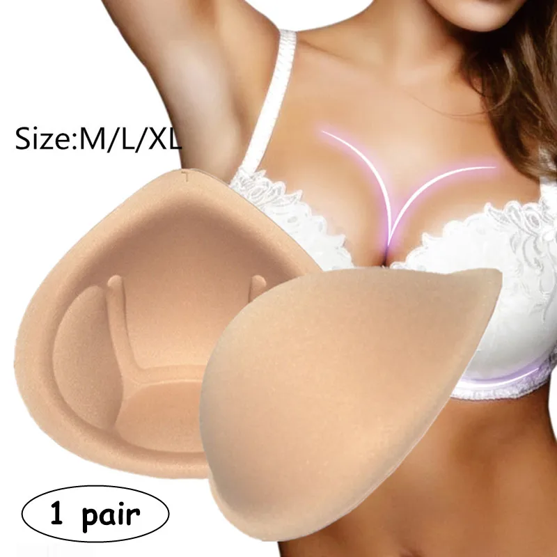 

1 Pair Sponge Breast Forms Fake Boobs Enhancer Bra Padding Inserts For Crossdresser Cosplay Swimsuits Women Big Size Beauty Love