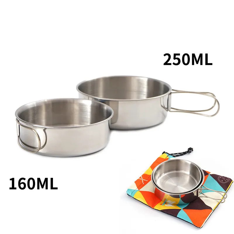 

Outdoor Stainless Steel Bowl Set Portable Mini Folding Bowl Camping Household Tableware