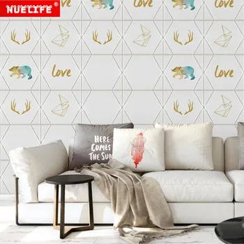 

Gold Nordic style wallpaper self-adhesive 3d wall stickers room bedroom warm decoration living room wall foam soft wall stickers