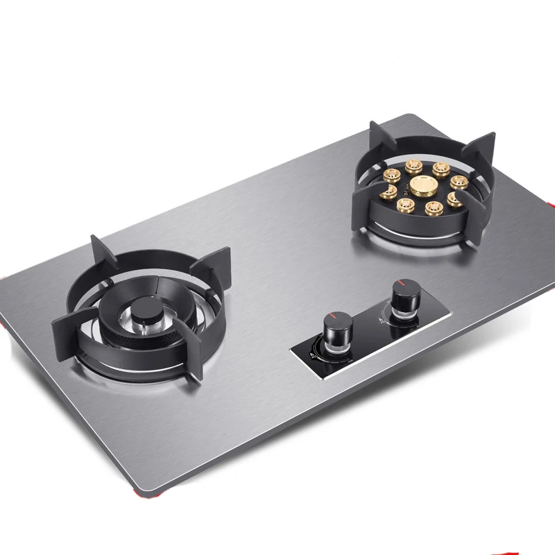 419D 7.0KW Stainless Steel Double-head Fierce Stove /Household Desktop Embedded Dual-Purpose Natural Liquefied Gas Stove 2