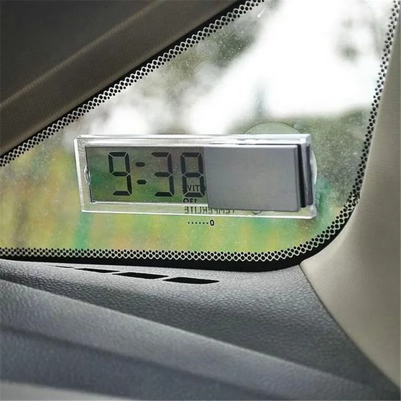 Электронные часы для автомобиля мини прозрачный ЖК-дисплей цифровой с присоской стекло Автомобильные украшения аксессуары для салона автомобиля