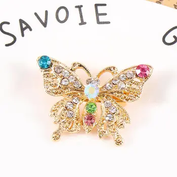 

Fashion Cute Colored Butterfly Rhinestone Brooch Pin Crystal Brooches for Women Broaches Men Broches Scarf Buckle Brouch
