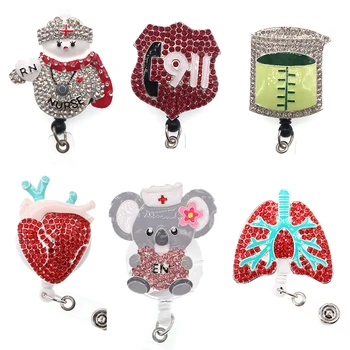 

Custom nurse scrubs ID Card Name Badge Holder doctor Decorative Badge Reel Clip