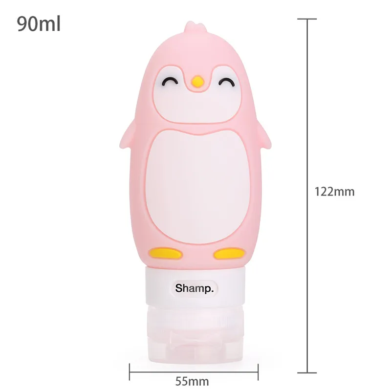 90ML Portable Cartoon Bear Penguin Animal Silicone Travel Case Organizer Shampoo Shower Gel Lotion Storage Refillable Bottle refillable bottle,refillable plastic bottles