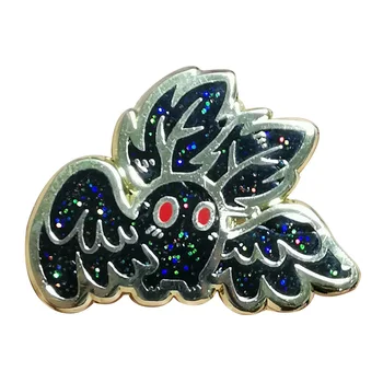 

Glitter mothman lapel pin gorgeous Cryptozoology lover accessory