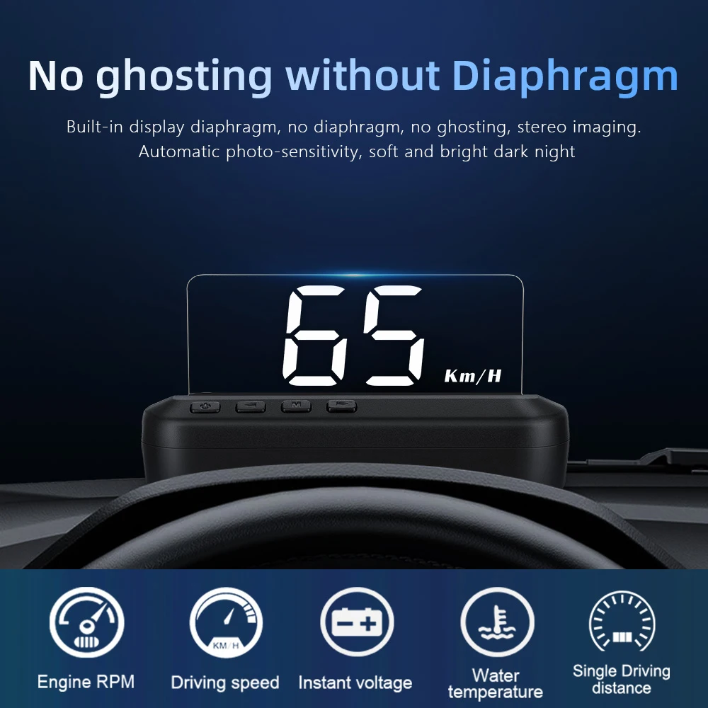 Приборная панель Obd2 HUD Автомобильный дисплей высокой четкости со светодиодный