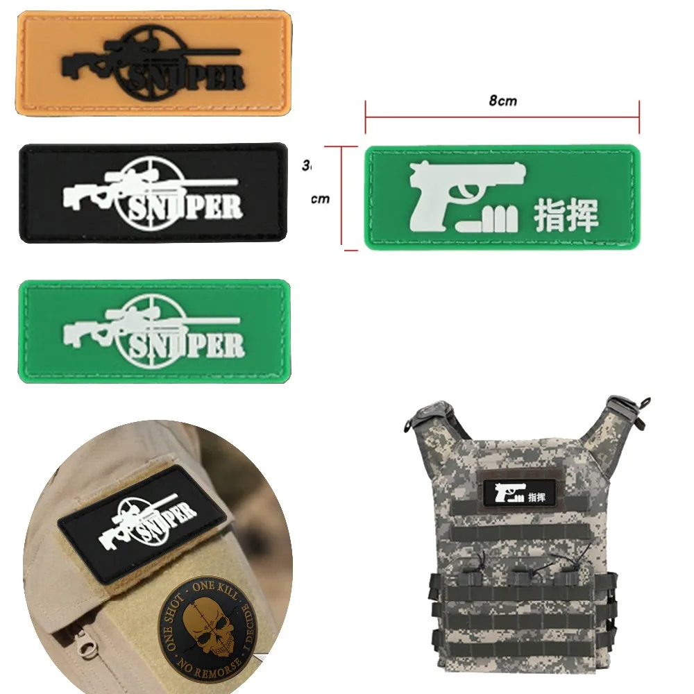 3D-PVC-SNIPER-Patches-MILITARY-ARMY-MORALE-Tactical-PATCH-Hook-Airsoft-Scope-Crosshair-Sniper-rubber-BADGE
