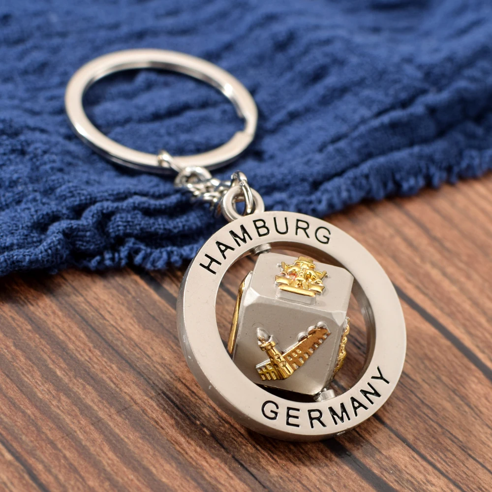 Vicney New Germany Hamburg Letter Keychain Rotatable Sieve Key Ring