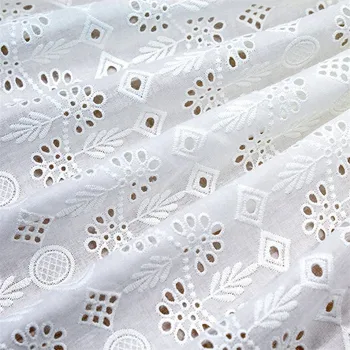 

Chic Cotton Embroidery Eyelet Floral Hollow Lace Fabric Geometric DIY doll clothing Wedding Boho dress Prairie Dress by 1 yard