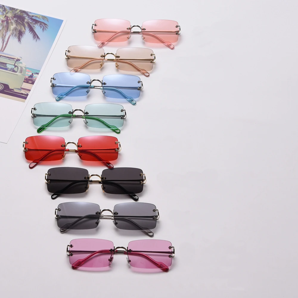 Peekaboo occhiali da sole colorati rossi senza montatura uomo occhiali da  sole rettangolari retrò per donna 2020 estate verde oro metallo alta  qualità - AliExpress Apparel Accessories
