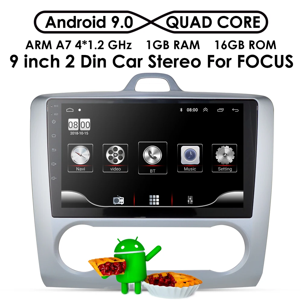 2Din Android 9,0 автомобильный мультимедийный плеер gps для Ford Focus EXI MT MK2 MK3 2004-2009 2010 2011 навигации радио BT Wi-Fi головное устройство