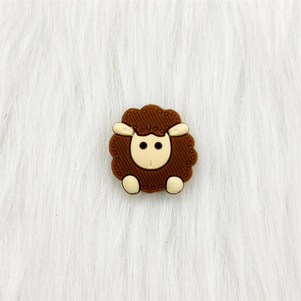 10pcs/lot  Animals Cartoon Silicone Beads Teething  sheep Beads  DIY Pacifier Clip For Children Newborn Baby Teether For Teeth 5