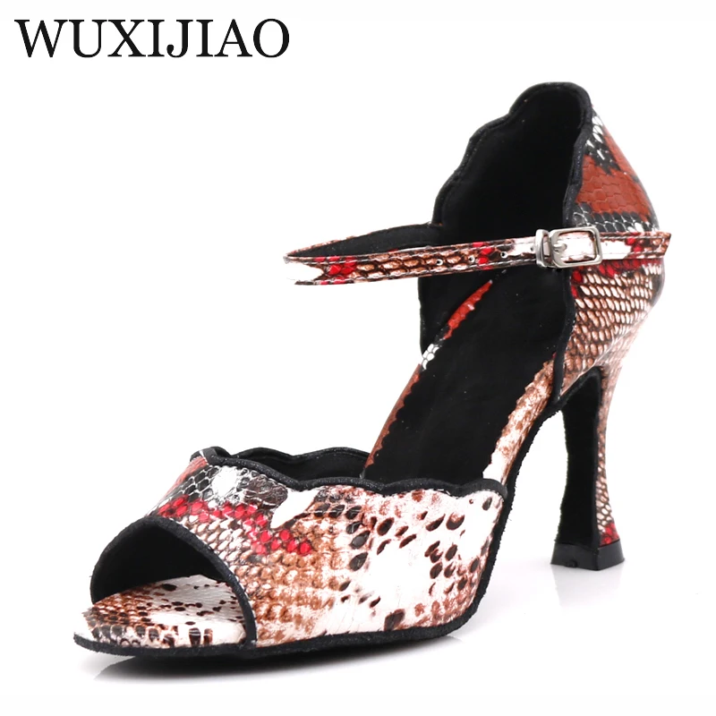 WUXIJIAO/женские вечерние туфли для танцев; цветные туфли для латинских танцев из искусственной кожи с мягкой подошвой; женские танцевальные туфли для сальсы; heel5CM-10CM