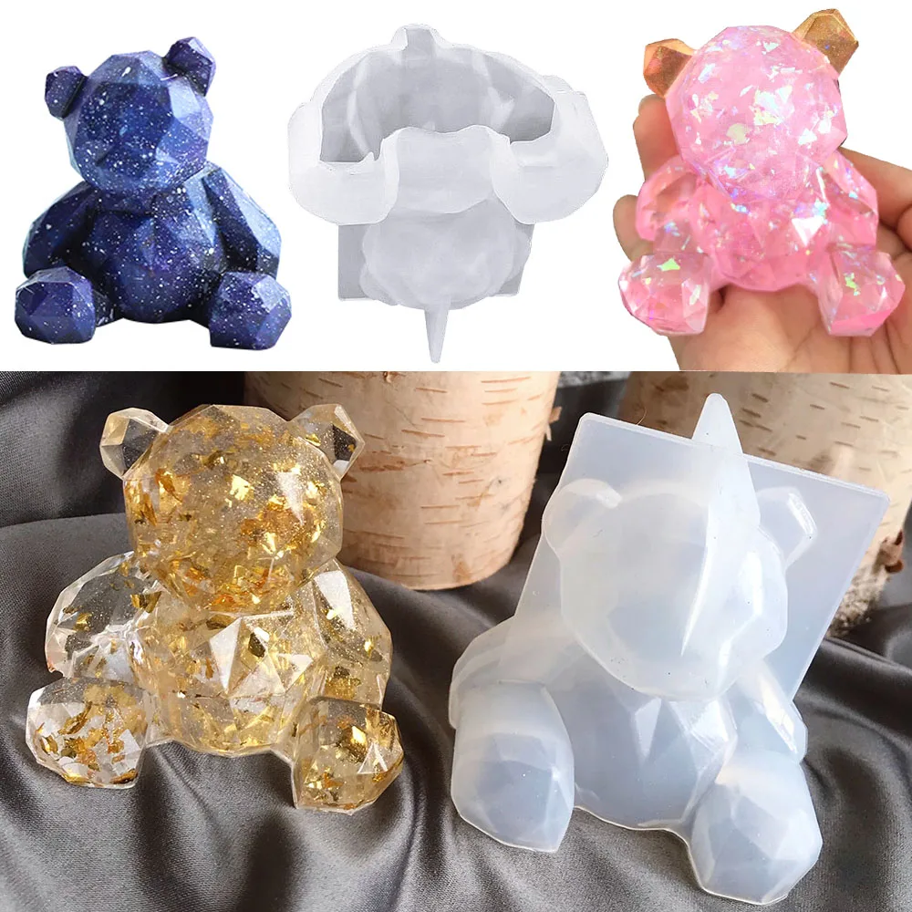 hot sale 1pcs diy crystal epoxy three-dimensional geometric bear mold car aromatherapy three-dimensional decoration home 7 colors volcano air humidifiers usb plug fragrance diffuser aromatherapy diffusers essential home room decoration fragrance