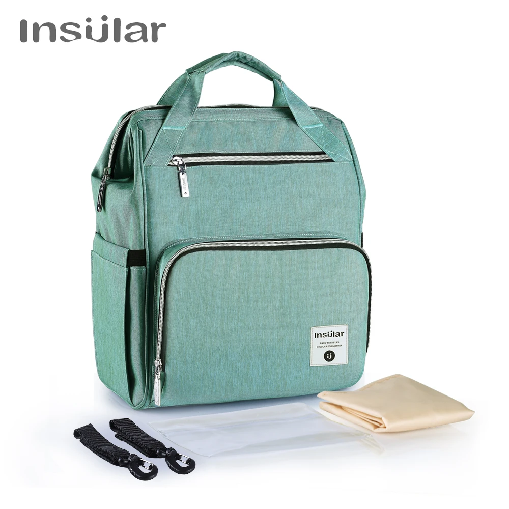 Insular mummy baby backpack with wet bag &ampstroller hooks&amp changing mat large nursing travel mom daddy 10056C | Мать и ребенок