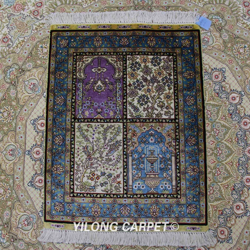 Yilong 1,5 'x2' ручной работы персидский шелковый ковер миниатюрный маленький мини круглый ковер(ZQG296A