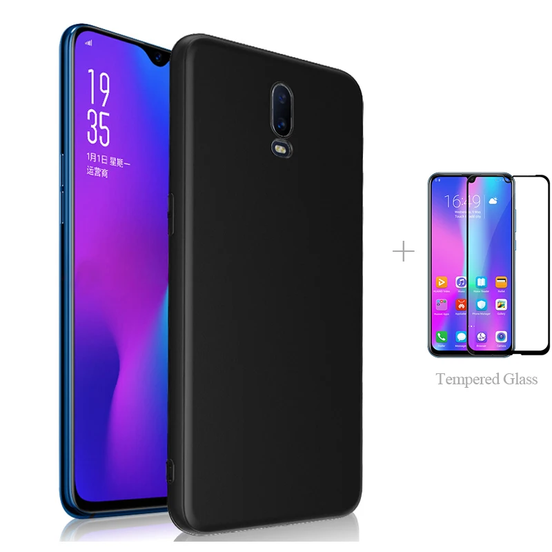 

Matte Back Cover Case + Full cover Tempered Glass For Realme X2 Pro XT 5 Pro 5S 3i 3 2 C2 X Lite Real me 3Pro Protector
