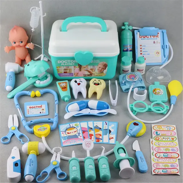 Ambulance box 44 Pcs/Set Girls Role Play Doctor Game Medicine Simulation Dentist Pretend Toy 1