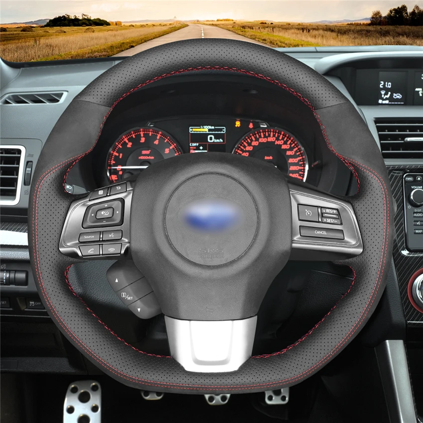 MEWANT черный чехол для рулевого колеса автомобиля из натуральной кожи для Subaru WRX(STI)- Levorg