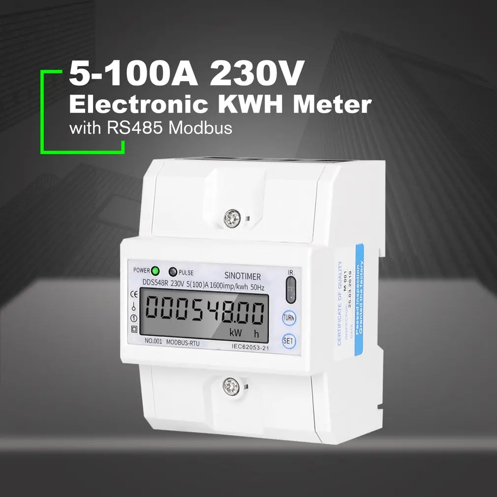 Мульти-функциональные однофазный или 3 фазы 4 провода 5-100A 230V AC счетчика энергии электрического измерителя расхода монитор DIN Rail