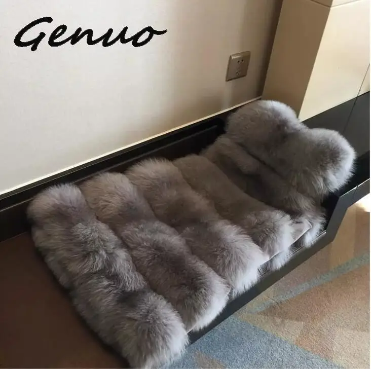 Genuo роскошный жилет из искусственного лисьего меха женский жилет длинный тонкий искусственный мех пальто Высокое качество меховой жилет теплые меховые пальто для женщин