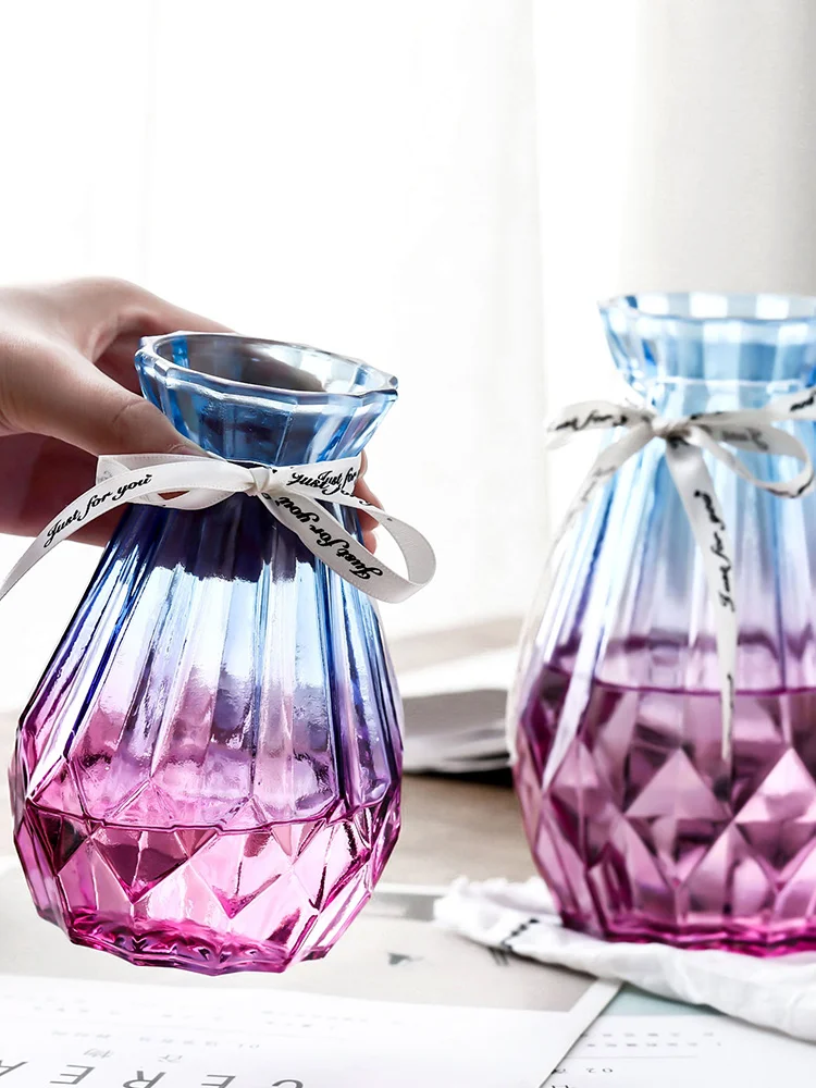 Цветная прозрачная стеклянная ваза, сушеная Цветочная композиция, водная культура, стеклянная бутылка для гостиной, креативное украшение, цветочный горшок