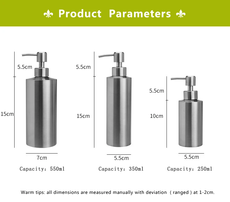 250 мл 350 мл 550 мл нержавеющая сталь дозатор жидкого мыла лосьон столешница ручной насос дезинфицирующее средство эмульсионная бутылка кухня ванная комната