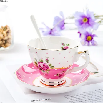 

European-Style China Coffee Set Custom Ceramic Cup Dish Creative Gift SetExquisite Bone China Coffee Cup and Saucer 220ml